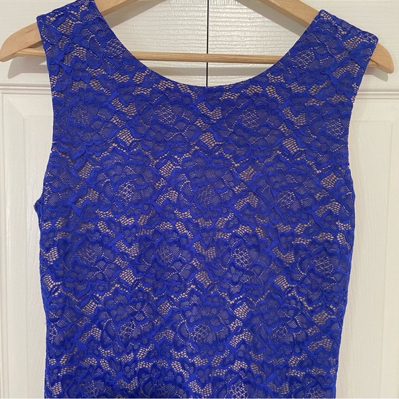 Dress the Population Kendra Body-Con Low-Back Blue Lace Midi Dress XL - Picture 4 of 9